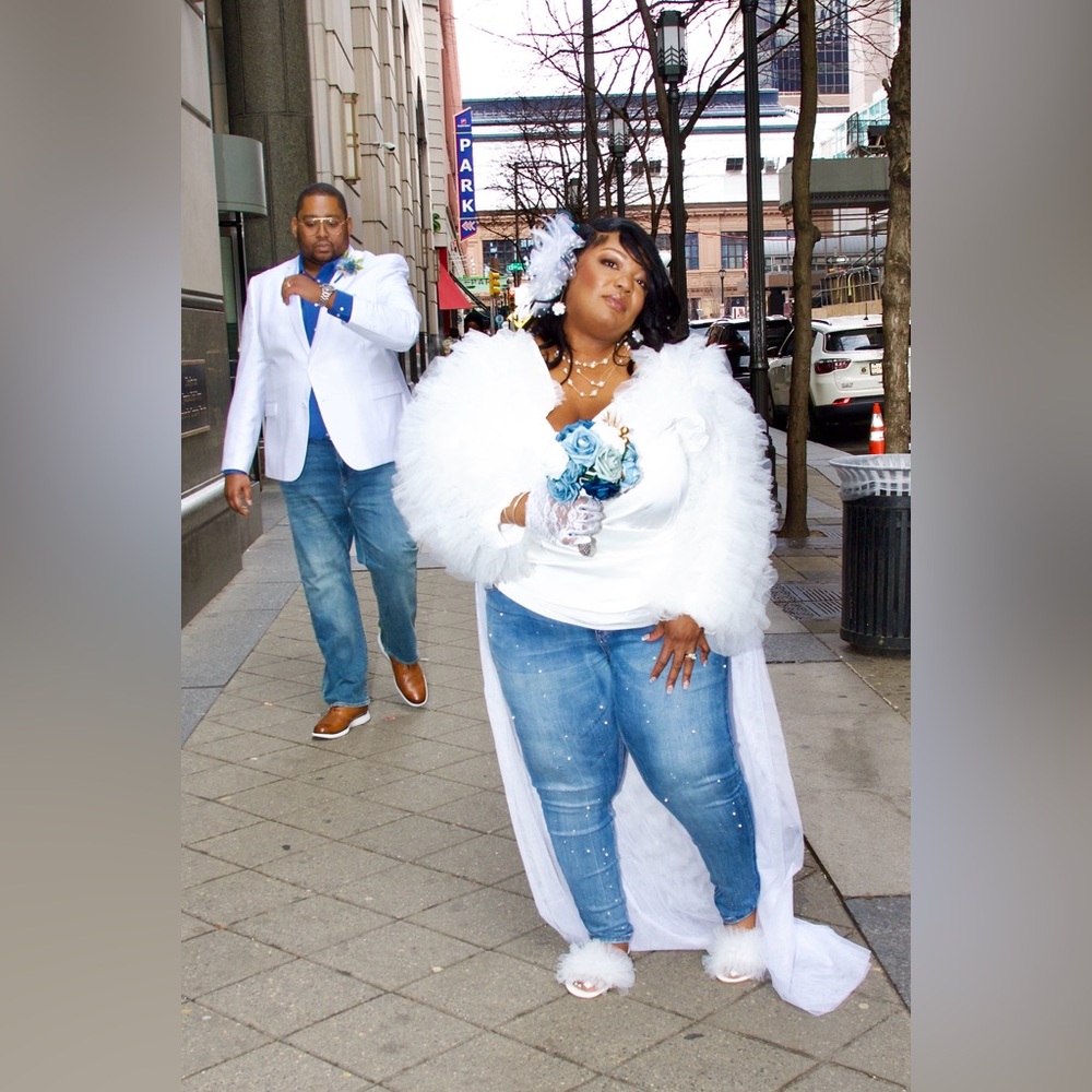 Ashley Stewart White tulle bolero jacket - Picture 3 of 6